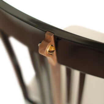 Distinguished BelMondo Lexington Avenue chair handcrafted in Italy with light fabric seating and glossy walnut support