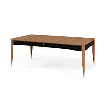 Refined BelMondo Lexington Avenue table crafted in wood with a matte finish and sleek black apron with metallic tips