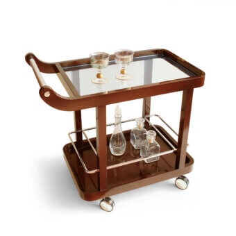 Distinguished BelMondo by Bellotti Ezio Lexington Avenue trolley with dark brown glossy wood and clear glass shelves