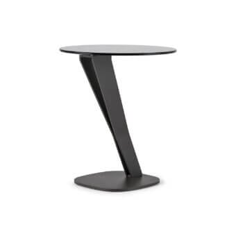 Exceptional Cattelan Italia Falco side table with transparent glass top and shaped steel base