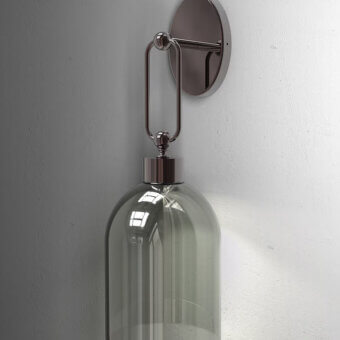 Distinguished Italamp Valentina wall lamp with curved silhouette and transparent smoked glass dome in iron grey finish