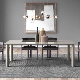 Harmonious Pacini & Cappellini Gio table with a light cream wooden base and glossy wood top crafted in Italy