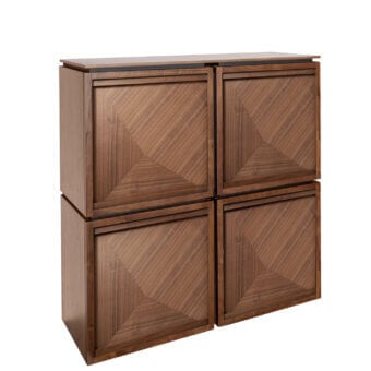 Distinguished Pacini & Cappellini Mesh Modular Cupboard with veneered Canaletto walnut containers and solid doors