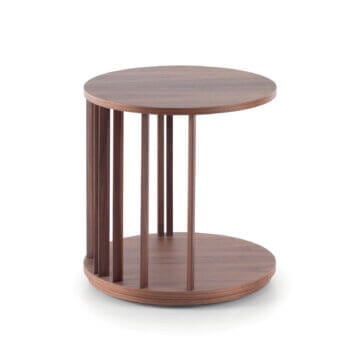 Superior Pacini & Cappellini Oasi side table with veneered top and Canaletto Walnut details in a consistent medium brown finish