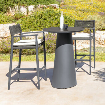 Distinguished Talenti Dolcevita Alu bar stool with woven gray seat and matte metal frame