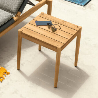 Elegant Talenti Dolcevita Wood side table crafted in Italy with light brown wood and smooth finish