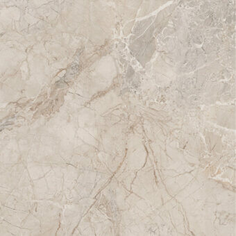 Kr Breccia Reale marble texture with swirling beige, cream, and gray veins, polished finish, organic pattern, warm neutral tones.