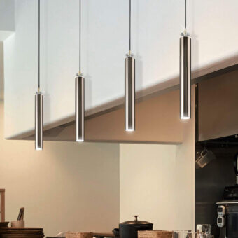 Elegant Italamp Stile suspension lamp in iron grey metal with sleek cylindrical form and delicate crystal detail