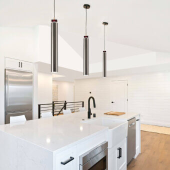 Elegant Italamp Stile suspension lamp in iron grey crafted from metal with a glossy finish and crystal detail