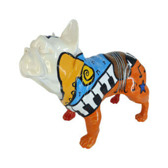 Exclusive Juliarte French Bulldog - Picasso Piano sculpture crafted from stone powder and fiberglass with a glossy finish