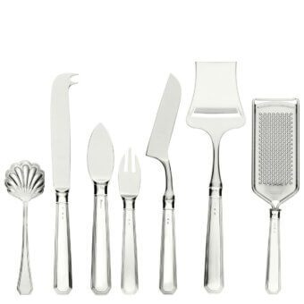 Distinguished Schiavon Ottogonale cutlery set with symmetrical stainless steel and silver implements and polished glossy finish