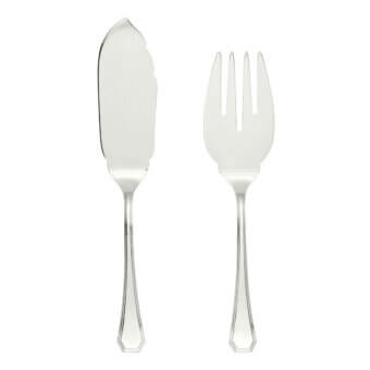 Superior Schiavon Ottogonale fish serving cutlery crafted from enduring silver with a glossy hand finish