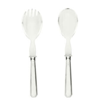 Distinguished Schiavon Ottogonale salad serving cutlery crafted from gleaming silver with a polished glossy finish
