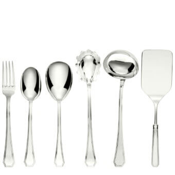 Elegant Schiavon Ottogonale serving cutlery crafted in silver with sleek symmetrical lines and a glossy finish