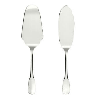 Superior Schiavon Scudo dessert serving cutlery crafted from silver-plated alpaca with a highly polished glossy finish