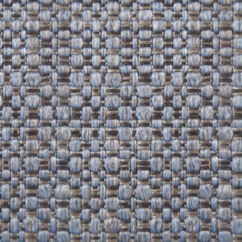 Rectilinear woven textile, blue and gray polypropylene blend, displaying a matte finish and consistent grid-like texture; identified as “1101 seabreeze.”