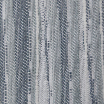 Woven fabric texture displaying vertical gray and white stripes in a tight, structured pattern with matte finish and slight tonal variations.