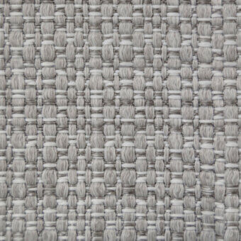 Woven texture sample, platinum gray, repeating rounded nodes connected by linear strands, dense fabric-like surface, heathered yarn.