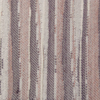 Woven fabric texture, off-white and rose-dust with charcoal stripes, vertical pattern, tight weave, matte finish, labeled “1135 rosedust”.