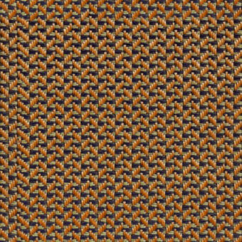 Geometric textile pattern in burnt orange, olive green, and navy blue with a repeating rectangular weave and flat, durable texture.