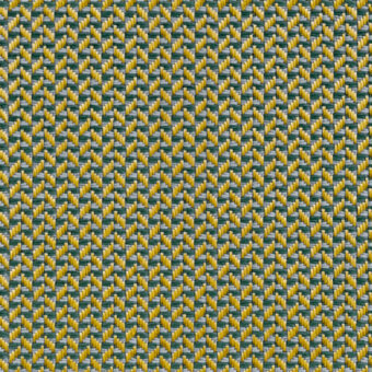 Geometric textile pattern in yellow, gray, and teal-green with a dense, staggered rectangular weave; identified as “1149 citron”.