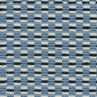 Woven textile pattern with pale and navy blue horizontal stripes, displaying a staggered, rectangular structure and a raised yarn texture.