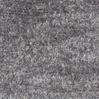 Gray woven fabric texture with granular appearance, irregular nubby weave, and vertical directionality; matte finish, beige and dark gray threads.