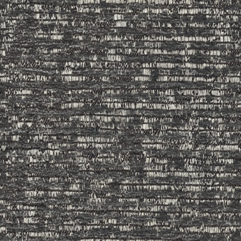 Woven textile sample, gray and black, irregular pattern with rectangular elements and nuanced depth, studio lighting, label “5365 carbone”.