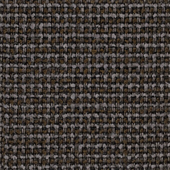 Textile sample, gray and olive green woven fabric, dense irregular pattern with dimensional texture and visible thread variations.