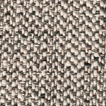 Textile weave, off-white and charcoal gray, irregular tweed pattern with reddish-brown threads, dense nubby texture, horizontal and vertical structure.