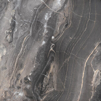 Arabescato Orobico marble texture displays layered gray, black, and beige bands with gold veining and a polished, diffused reflective finish.