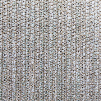 Sage green textile sample with a dense, rectilinear weave and heathered beige threads, displaying a matte finish and uniform texture.