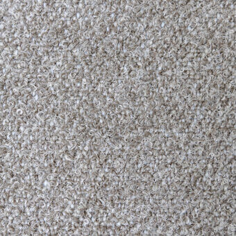 Teddy bouclé fabric texture in warm brown, featuring a dense looped pile and heathered tonal variations for a soft, tactile appearance.