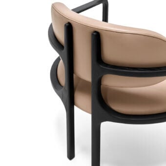 Distinguished Arketipo Brasilia lounge chair crafted in light tan upholstery with a black ash wood structure