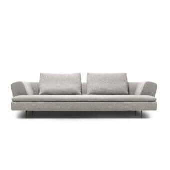 Distinguished Arketipo Good Times sofa with textured textile upholstery and dark slender legs offers refined aesthetics