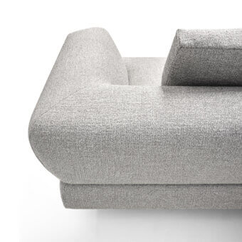 Superior Arketipo Good Times sofa with neutral gray textured textile and matte finish crafted for relaxed comfort