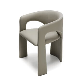 Superior Arketipo Sienna chair crafted in Italy with smooth gray textured leather and flowing lines