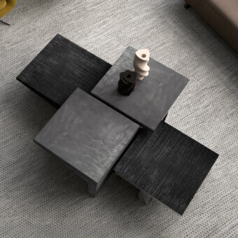 Exceptional Arketipo Talking Heads coffee table crafted with resin and clay in grayscale tones with a heavily textured surface