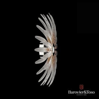 Superior Barovier&Toso Agave wall lamp in hand-blown Venetian crystal with pale silvery-grey glass and amber gold accents