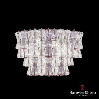 Exceptional Barovier&Toso Clepsydra ceiling lamp crafted in Italy with pale lavender glass modules and a meticulous Rigadin finish