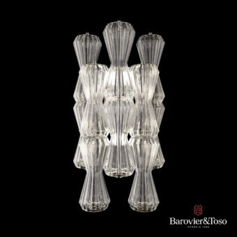 Distinguished Barovier&Toso Clepsydra wall lamp crafted in clear glass using Rigadin technique with a glossy smooth finish