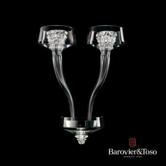 Exquisite Barovier&Toso Rosati wall lamp crafted in transparent glass with a glossy finish and crystal embellishments