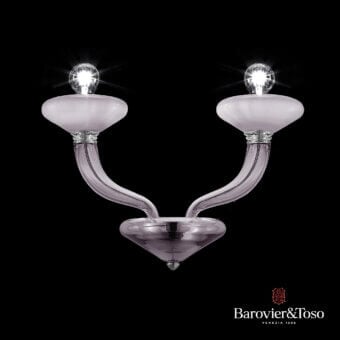 Superior Barovier&Toso Windsor wall lamp in translucent light purple Murano glass and polished silver-toned metal with glossy finish