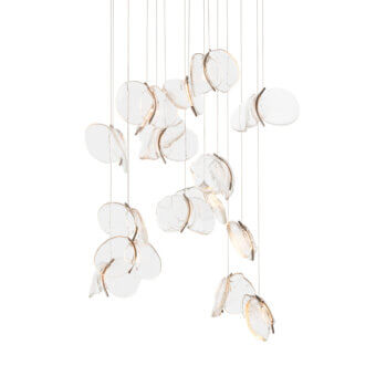 Superior Bocci 141 Random suspension lamp with hand-blown glass pendants and white-powder coated canopy