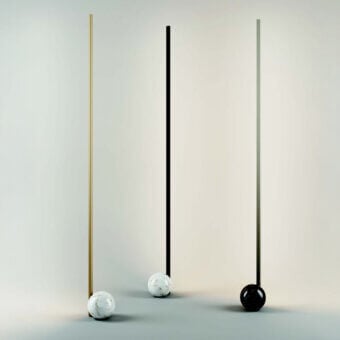 Elegant Italamp Regolo floor lamp with luminous opal methacrylate, polished calacatta gold marble and satin gold-toned metal construction