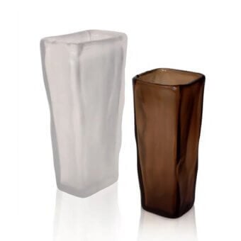 Distinguished Wave Murano Glass Amorfo vase crafted in translucent amber Murano glass with a smooth finish