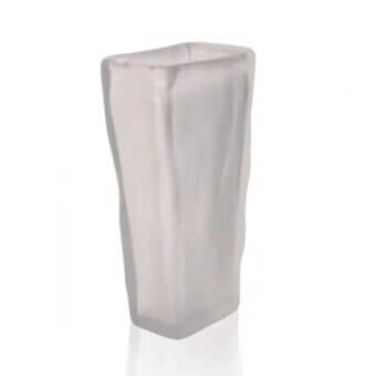 Superior Wave Murano Glass Amorfo vase sculpted from frosted neutral gray Murano glass with organic form