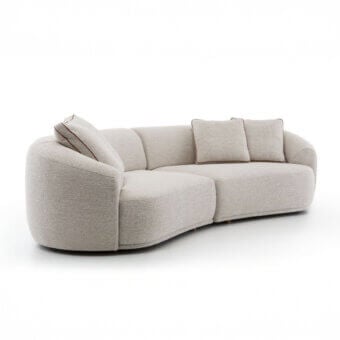 Elegant Pacini & Cappellini Bond sofa crafted in light neutral beige velvet with a matte finish