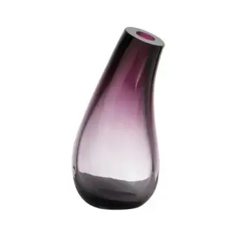Distinguished Wave Murano Glass Avena vase crafted from exquisite glass with a gradient transitioning to lavender and purple hues with polished perfection