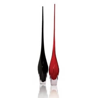 Exclusive Dardi Murano vase crafted from glossy black Murano glass with a slender flame-like silhouette